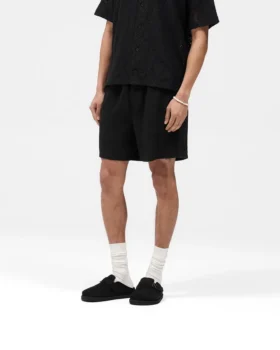 Korte shorts met gebreide panelen