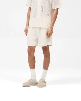 Korte shorts met gebreide panelen