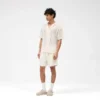 Korte shorts met gebreide panelen